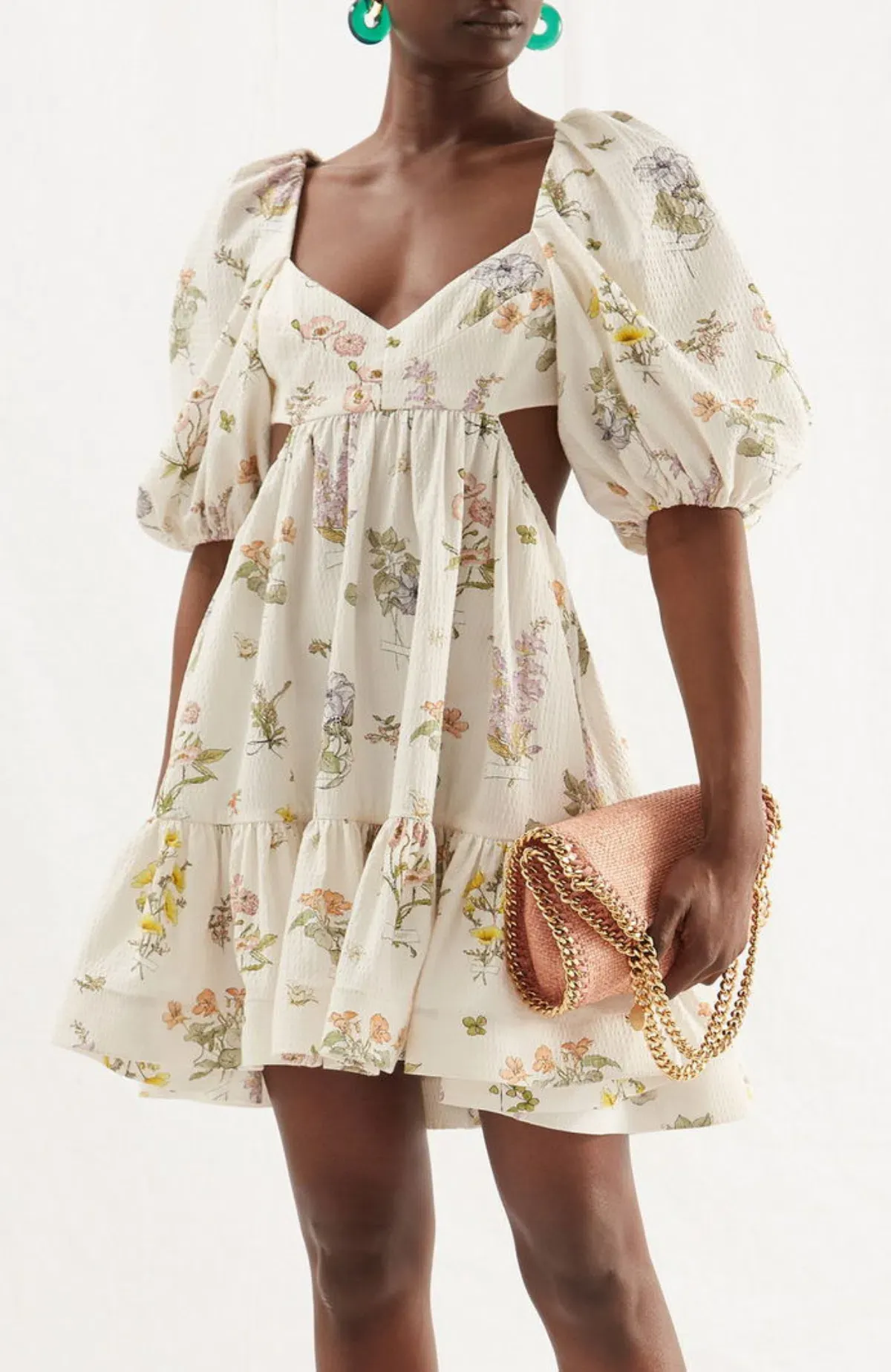 Zimmerman Jeannie Puff Sleeve Mini Dress Floral Size AU 10 / 1 - Image 1