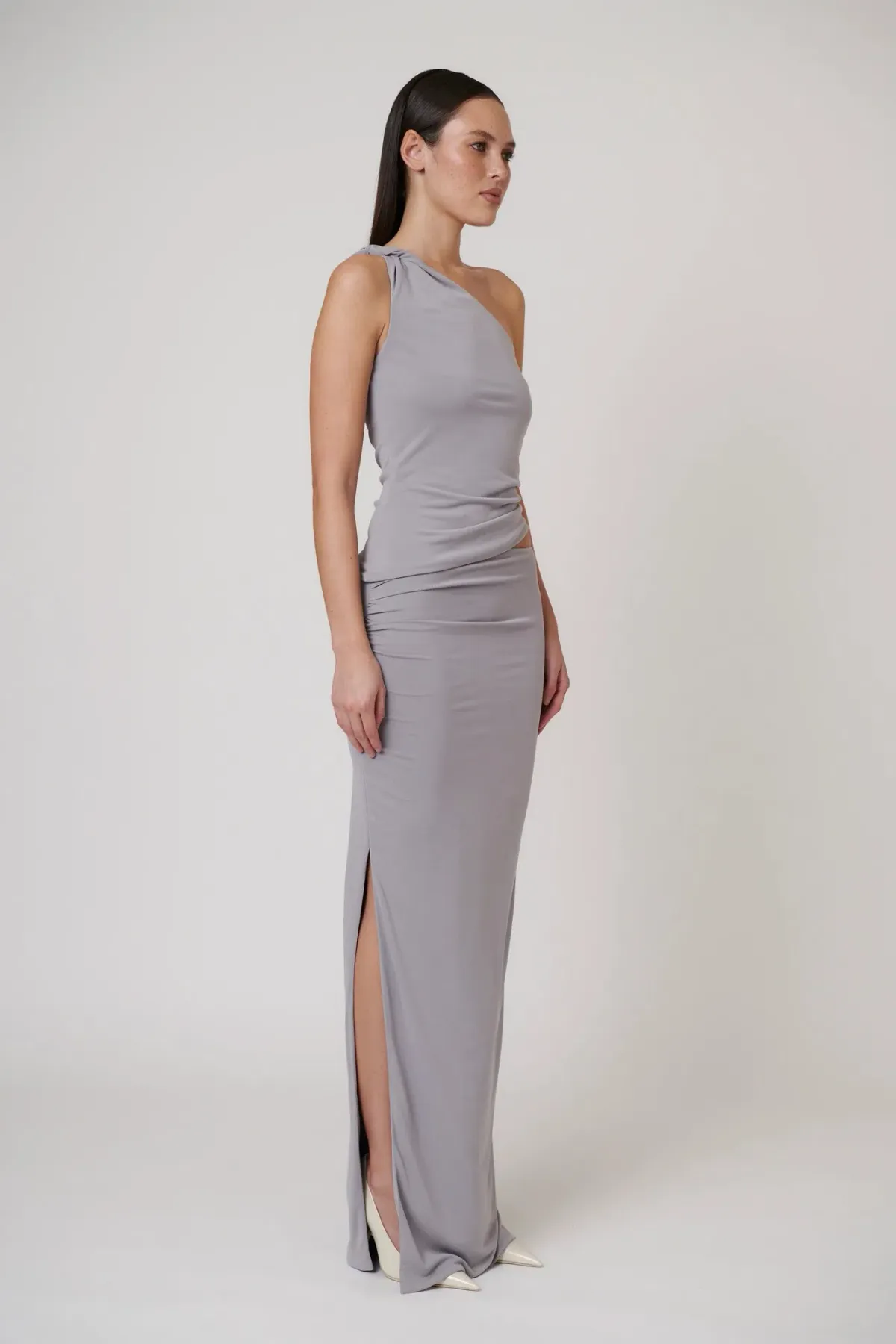 Bayse Maia Draped Maxi Skirt Blue Steel Size 8 / S — Races, Cocktail, Wedding Guest - Image 2