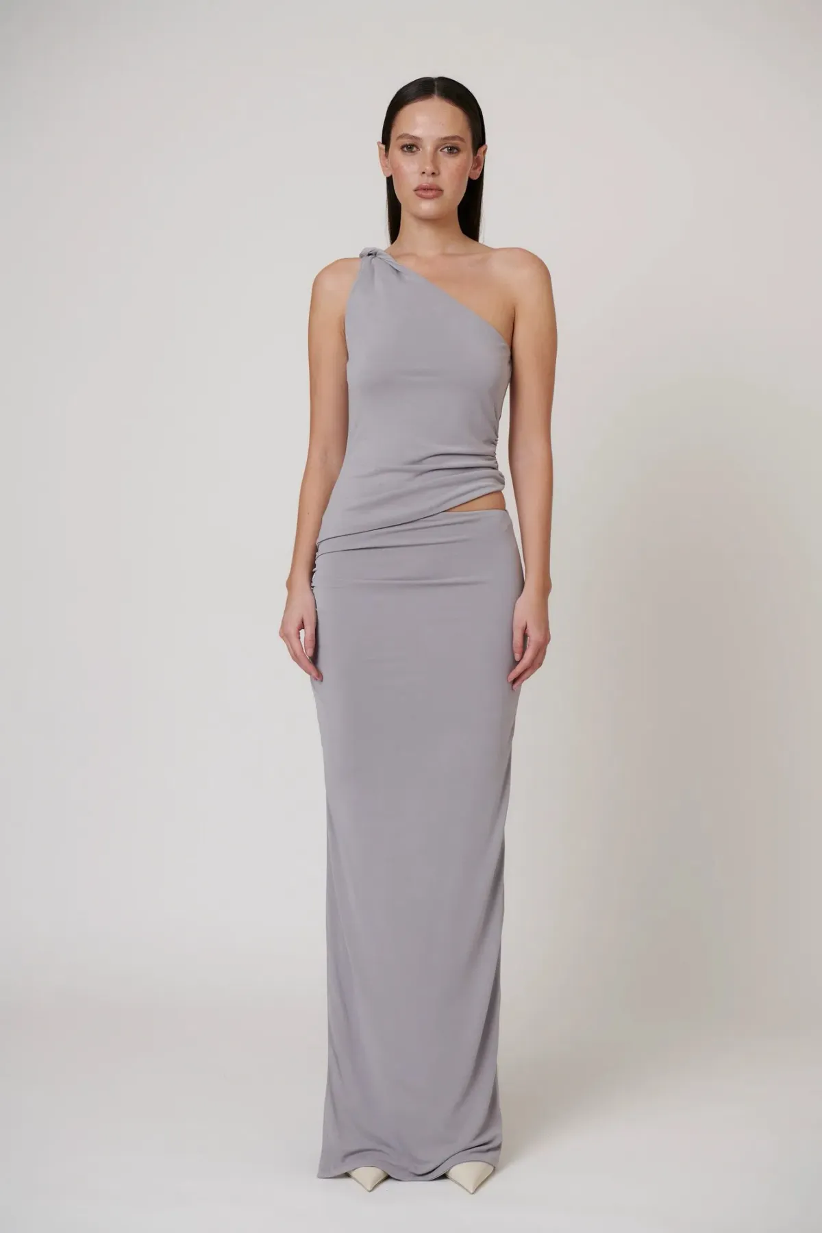 Bayse Maia Draped Maxi Skirt Blue Steel Size 8 / S — Races, Cocktail, Wedding Guest - Image 1