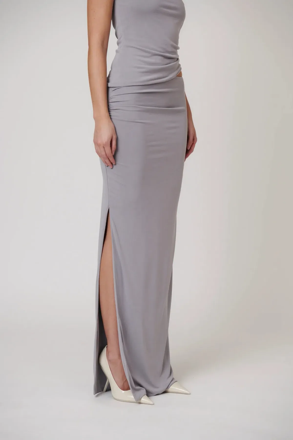 Bayse Maia Draped Maxi Skirt Blue Steel Size 8 / S — Races, Cocktail, Wedding Guest - Image 5