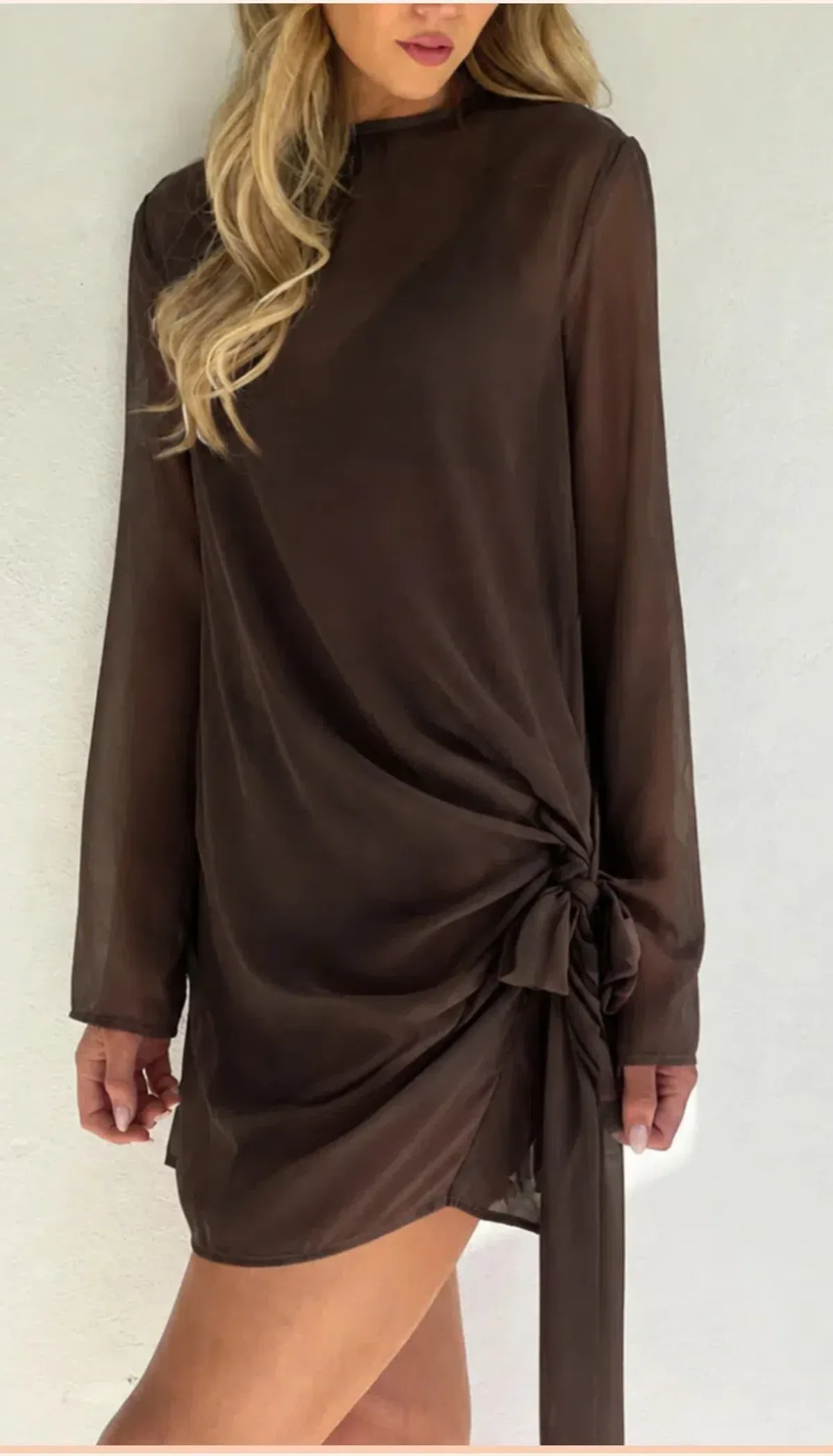 By Nicola Elodie Mini Dress in Chocolate Size 12 - Image 9