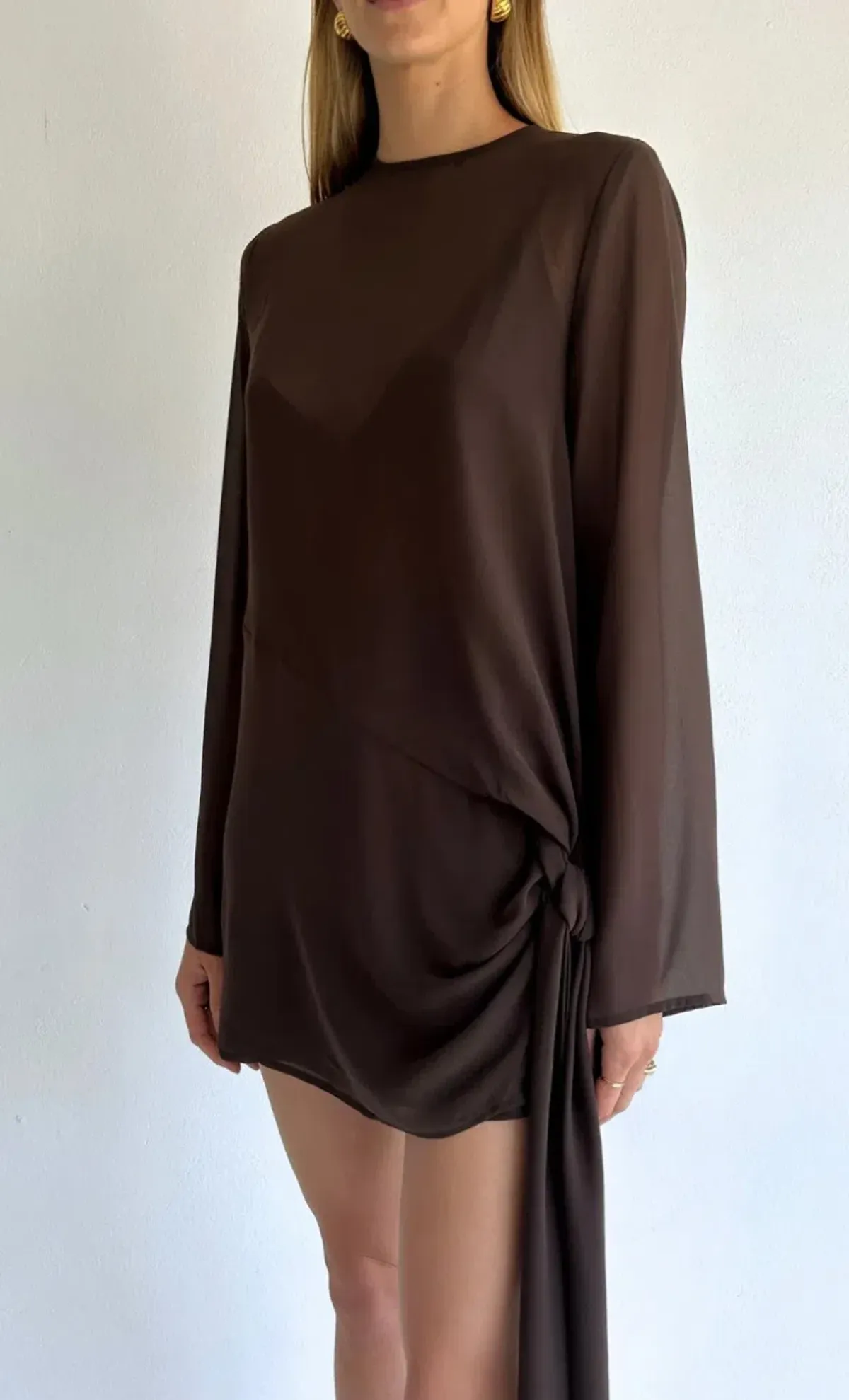 By Nicola Elodie Mini Dress in Chocolate Size 12 - Image 4