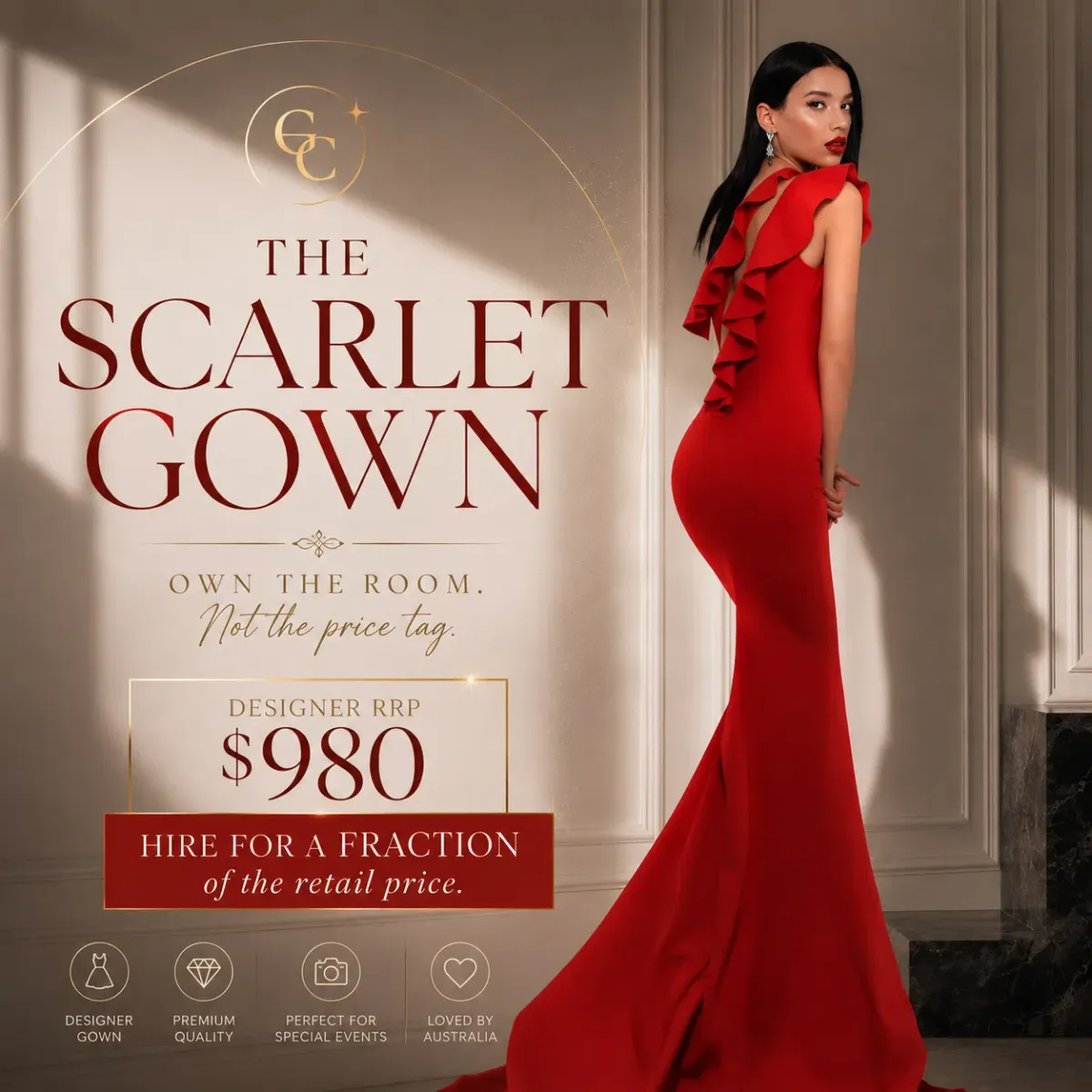 Tarik Ediz Couture Jimmy Corset 93339 Maxi Gown Red Size 8 - Image 1