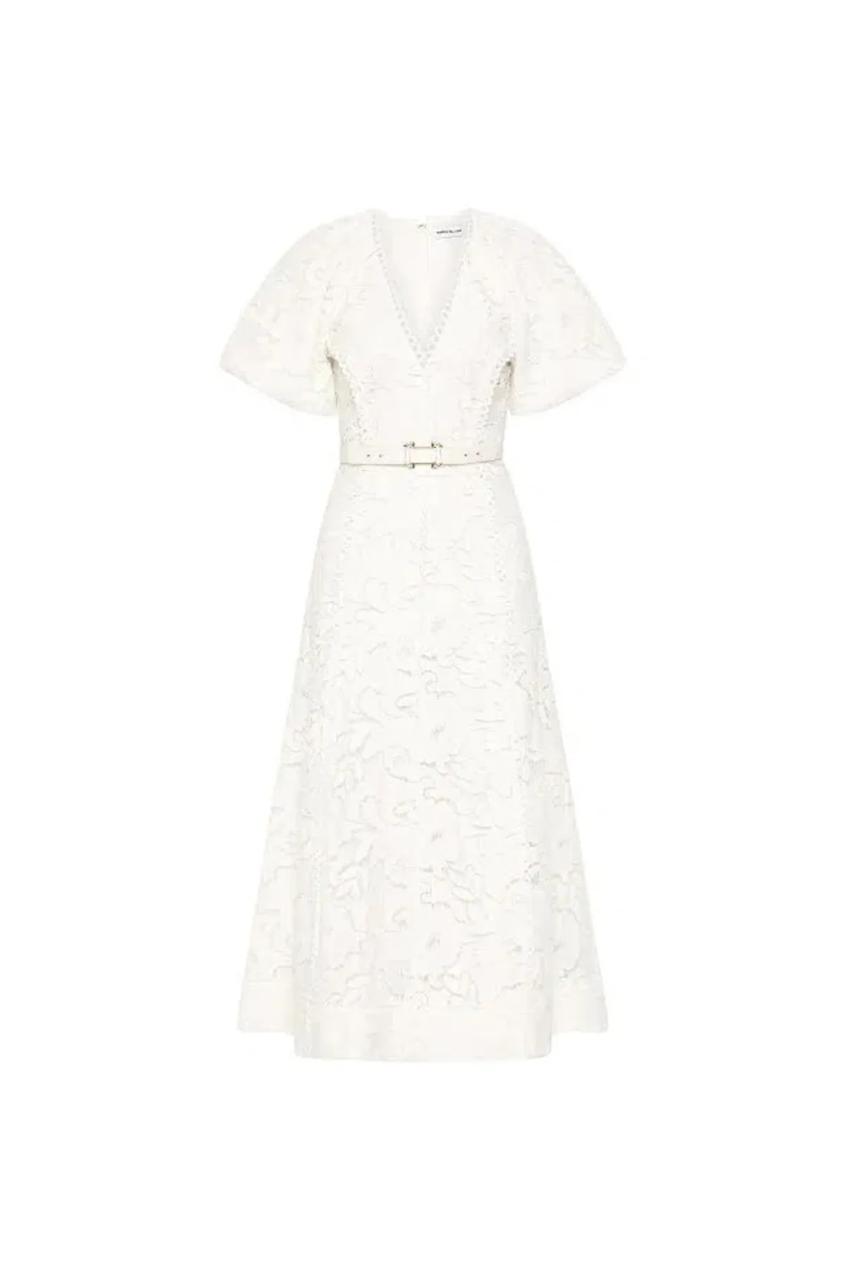 Rebecca Vallance Ginger Puff Sleeve Midi Dress Ivory White Size 6 AU - Image 3