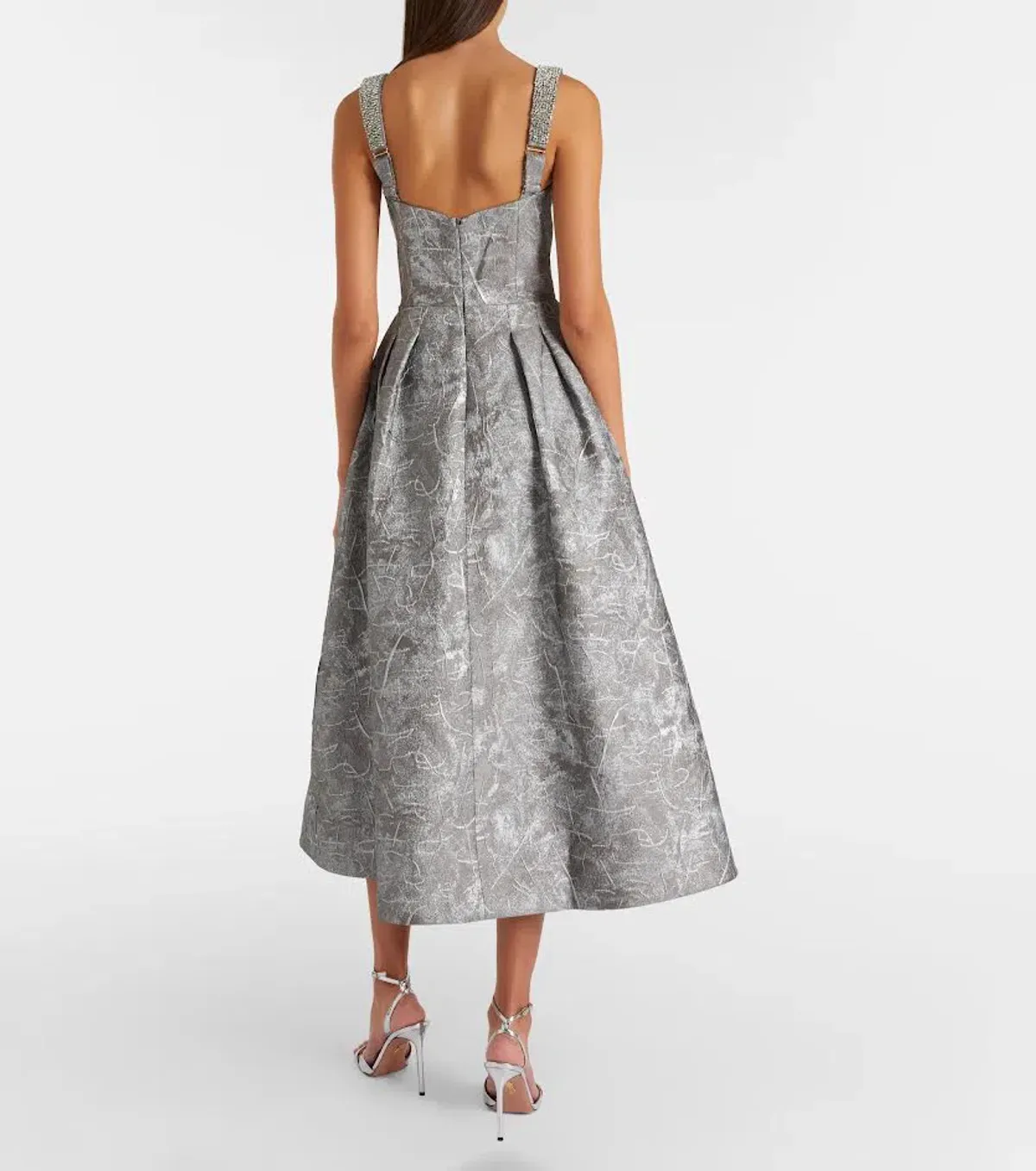 Rebecca Vallance Sterling Midi Dress Silver Size 12 AU - Image 4