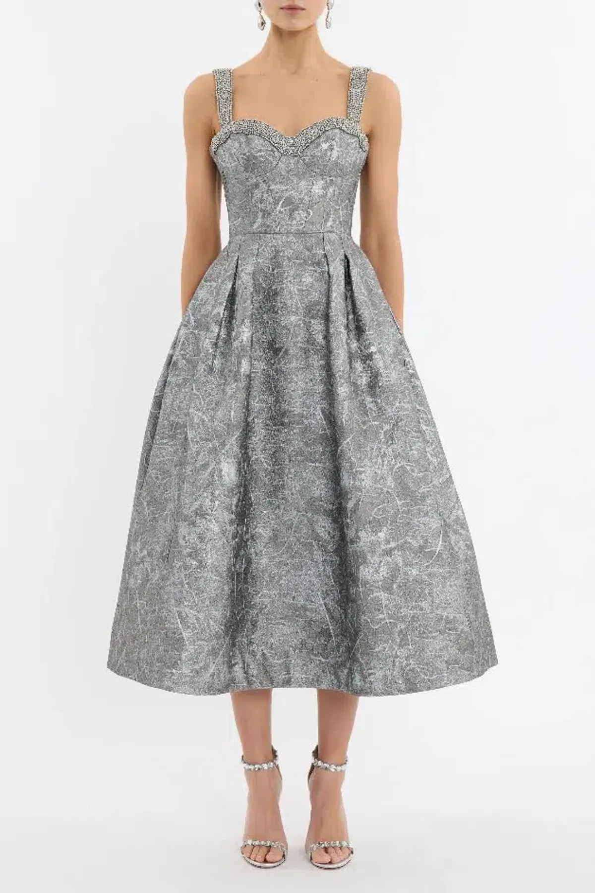 Rebecca Vallance Sterling Midi Dress Silver Size 12 AU - Image 2