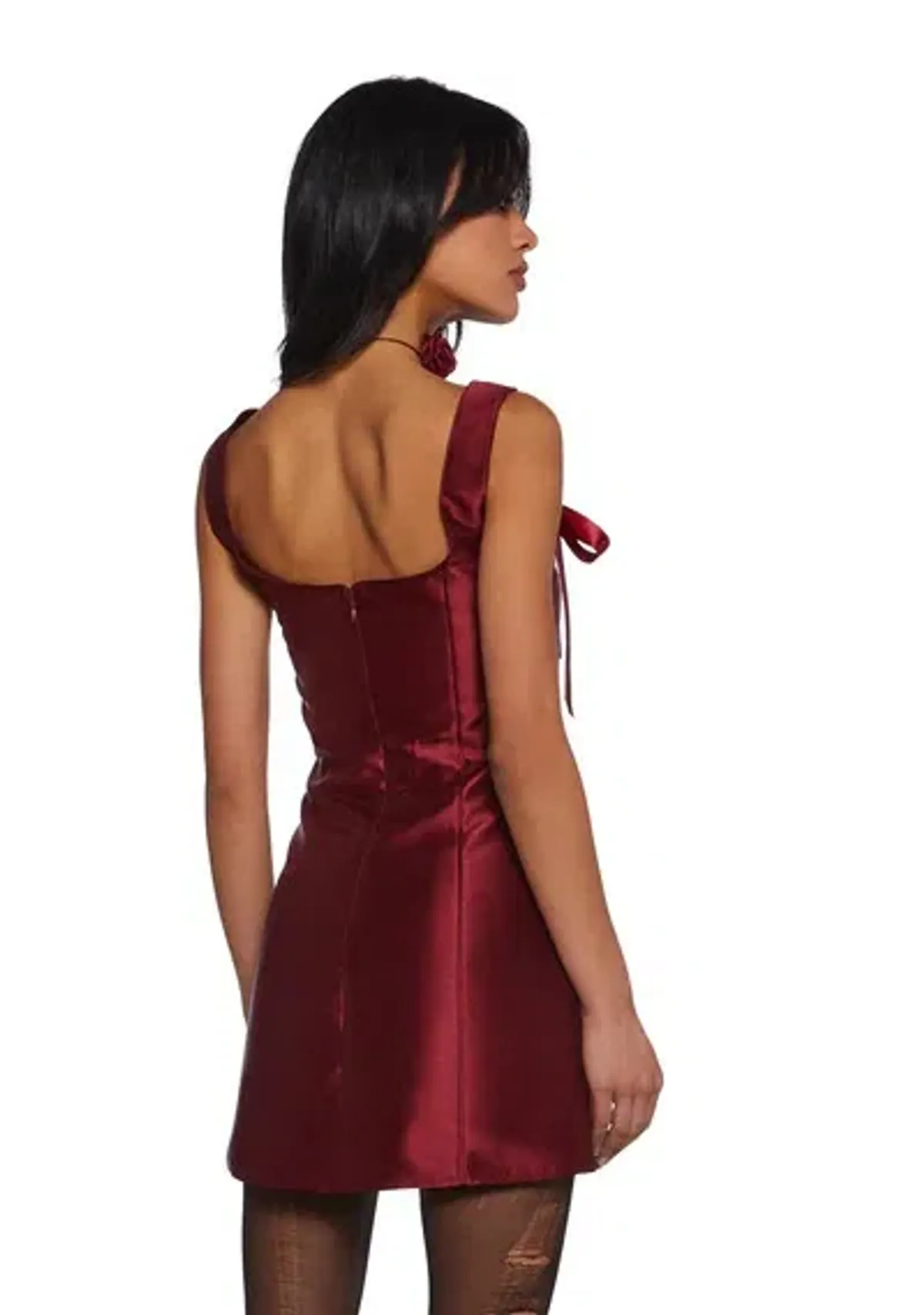 Current Mood Pixie Stardust Burgundy Satin Mini Dress Size 8 / S - Image 4