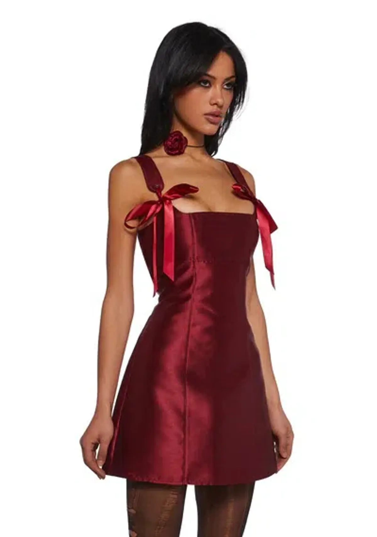 Current Mood Pixie Stardust Burgundy Satin Mini Dress Size 8 / S - Image 3