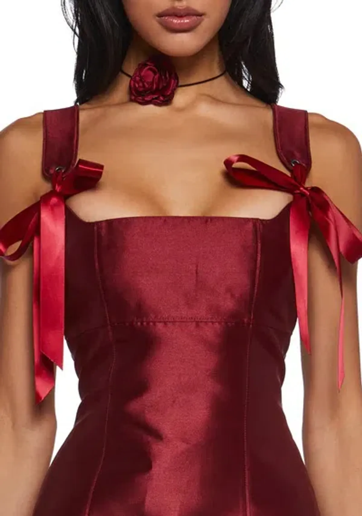 Current Mood Pixie Stardust Burgundy Satin Mini Dress Size 8 / S - Image 5