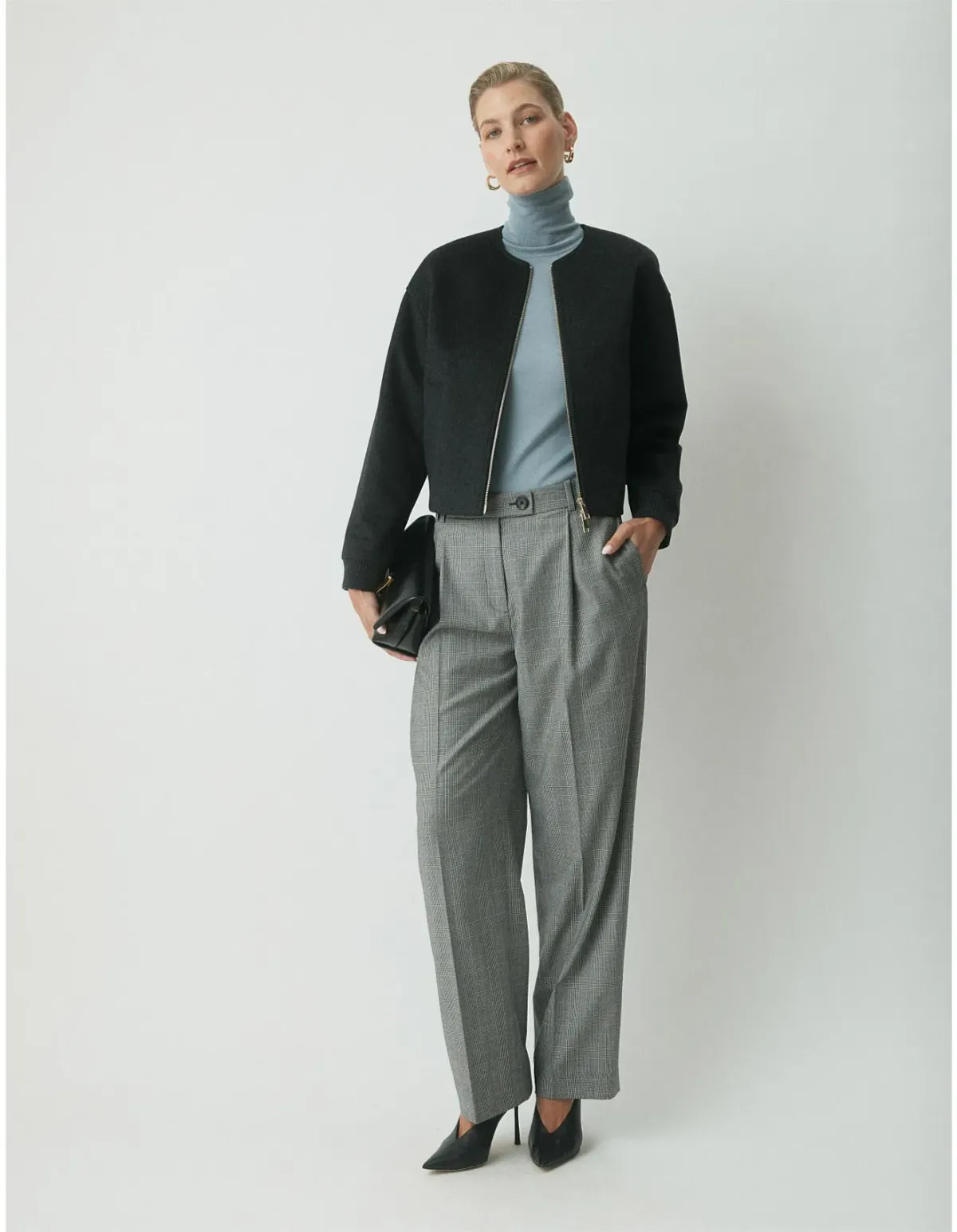Perri Cutten London Wool Bomber Jacket Charcoal Size L / AU 14 - Image 2