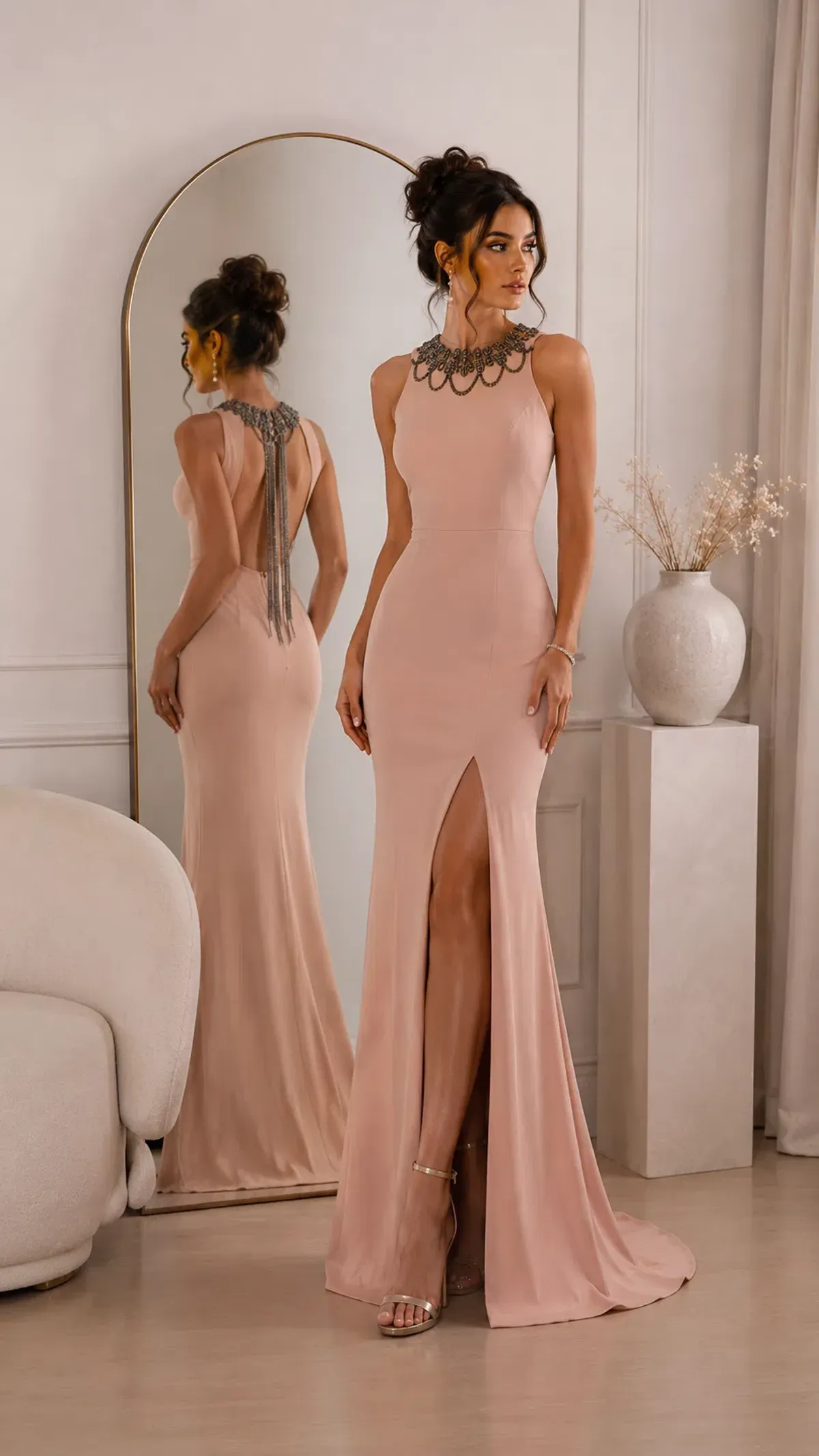 Tarik Ediz The Blush Whisper Maxi Gown Pink Size 8 - Image 5