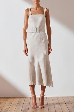 Shona Joy Shaw Linen Contour Panel Midi Dress for rent on The Volte - image 1