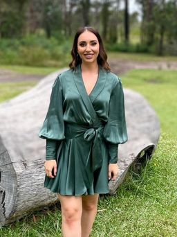 Zimmermann Silk Mini Wrap Dress Green Size 2 / AU 12 for rent on The Volte - image 2