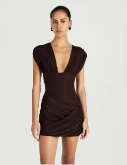 BENNI Brown Noa Mini Dress Size 6 for rent on The Volte - image 2