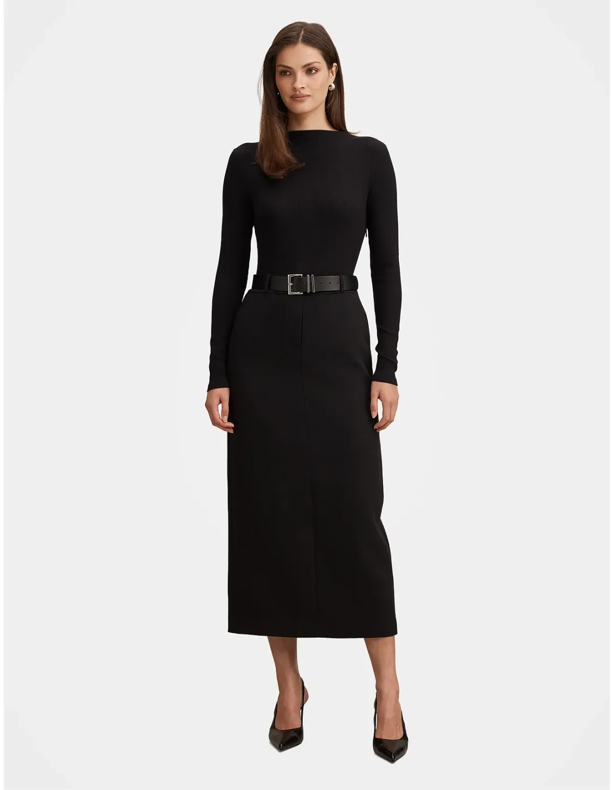 Forever New Edwina 2 In 1 Midi Dress Size 6 Black - Image 1
