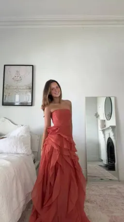 🧡 AJE Canyon Gown Size 10 in Coral Clay / Rust Brown / Orange Maxi Dress🧡 for rent on The Volte - image 7