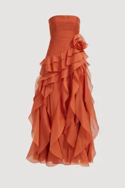 🧡 AJE Canyon Gown Size 10 in Coral Clay / Rust Brown / Orange Maxi Dress🧡 for rent on The Volte - image 5