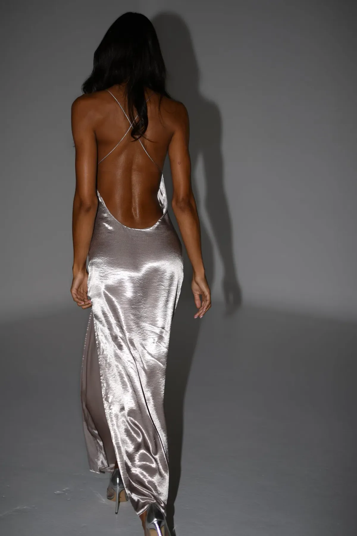 Whitney Wetlook Satin Maxi Bronze Size 8 / S — Cocktail Party, Wedding Guest, Engagement, Formal, Evening - Image 1