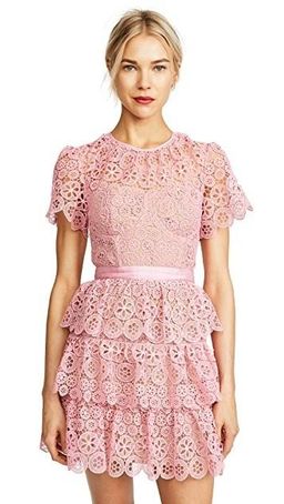 Self Portrait Pink Tiered Mini Dress pink size 8 for rent on The Volte - image 1