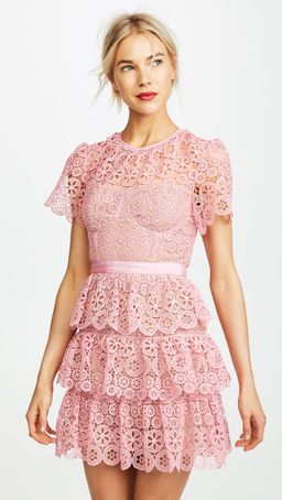Self Portrait Pink Tiered Mini Dress pink size 8 for rent on The Volte - image 3