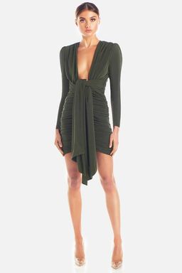 MISHA Paola Mini Dress Khaki Size 10/M for rent on The Volte - image 1