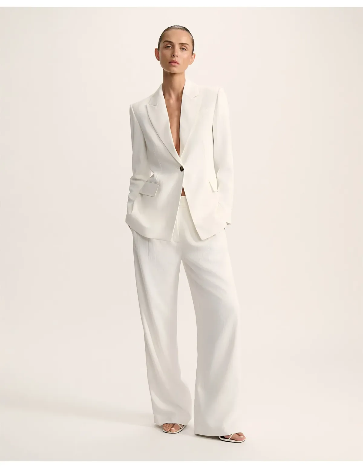 Saba Dharma Stitch Detail Blazer White Size 6 - Image 2