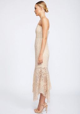 Shona Joy Lace Bustier Handkerchief Midi Dress Nude size 8  for rent on The Volte - image 2