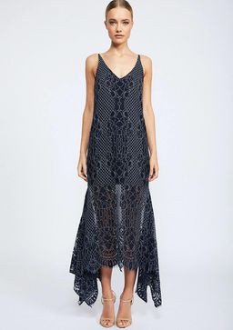 Shona Joy Lace Handkerchief Slip Dress Navy size 8  for rent on The Volte - image 1