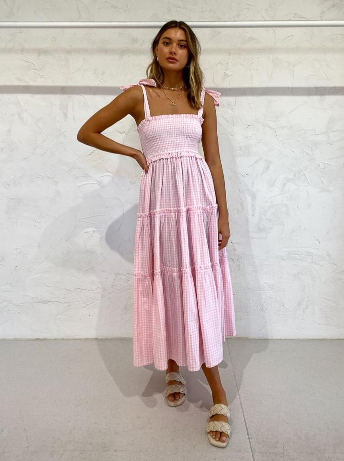 Steele Lyla Dress Blush Pink Check Size XS / AU 6 - Image 6
