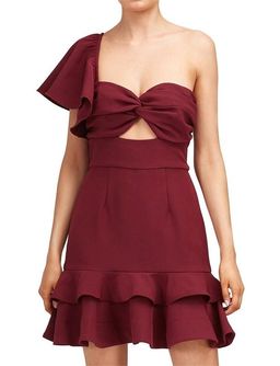 Keepsake the Label Delight Asym Mini Dress Burgundy Size M for rent on The Volte - image 5