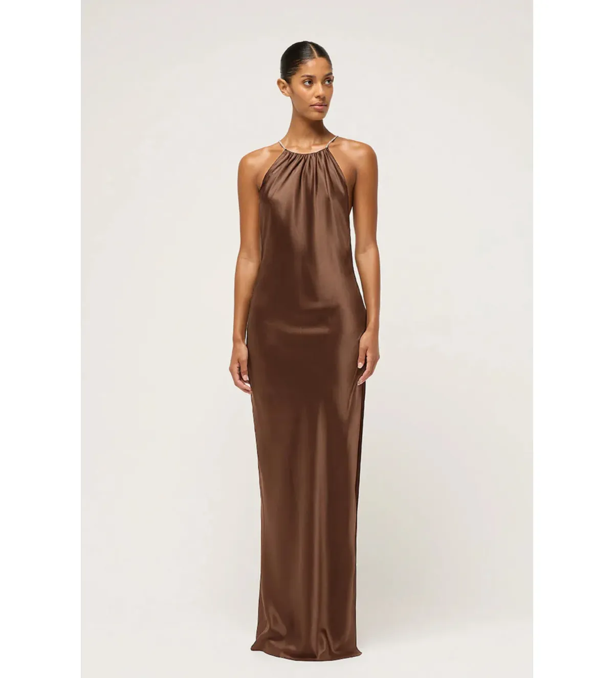 Michael Lo Sordo Lou Lou Gathered Bias Slip Maxi Dress Brown Size - Image 1