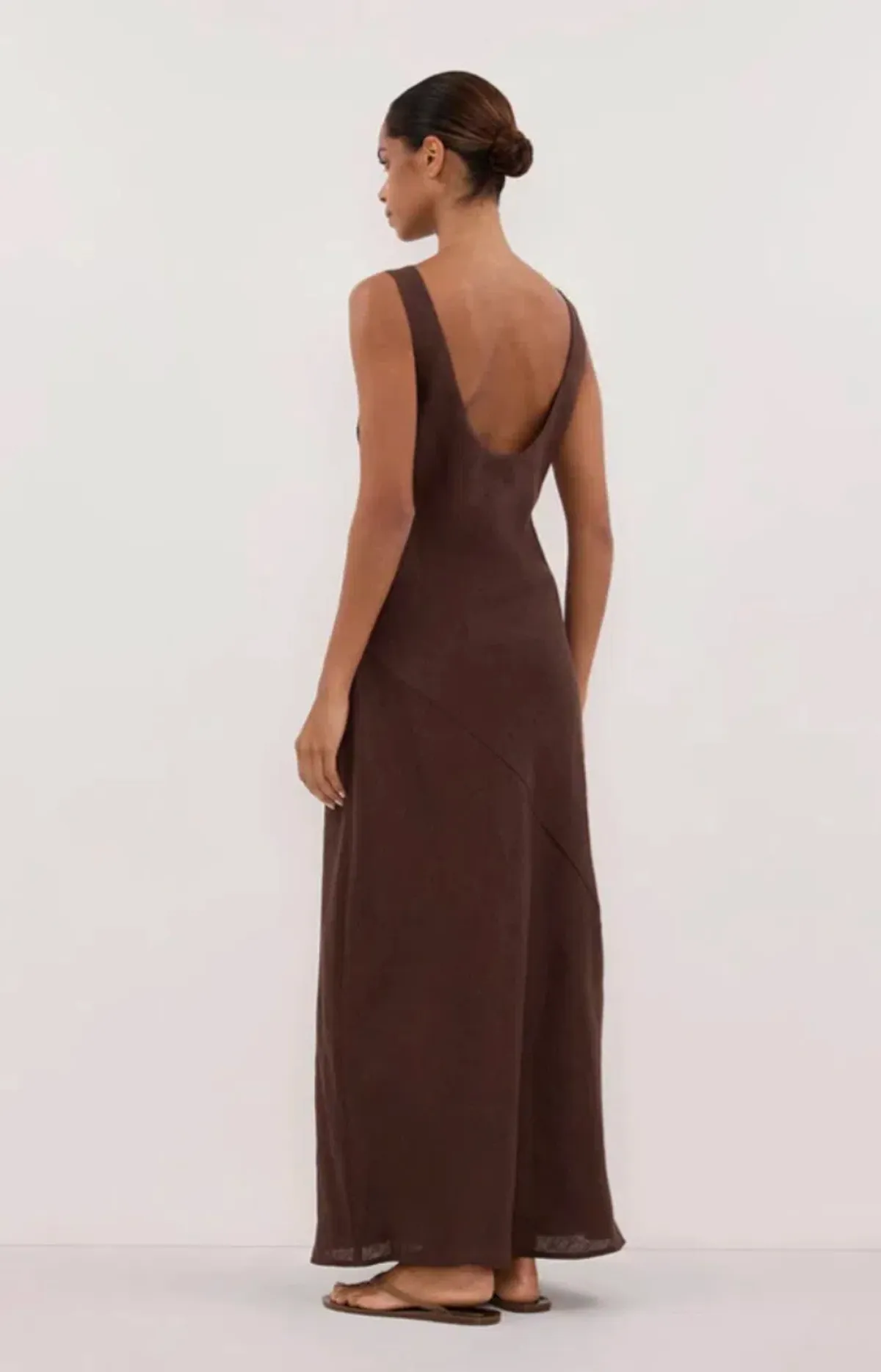 Dissh Lacy Cocoa Linen Midi Dress - Image 4