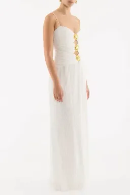 🤍BRAND NEW - REBECCA VALLANCE Guinevere Strap Gown- Size 12 – Ivory White Maxi Dress with Gold detail🤍 for rent on The Volte - image 5