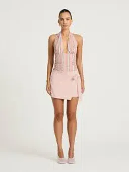 BENNI TIANO MINI DRESS IN PINK STRIPE for rent on The Volte - image 1