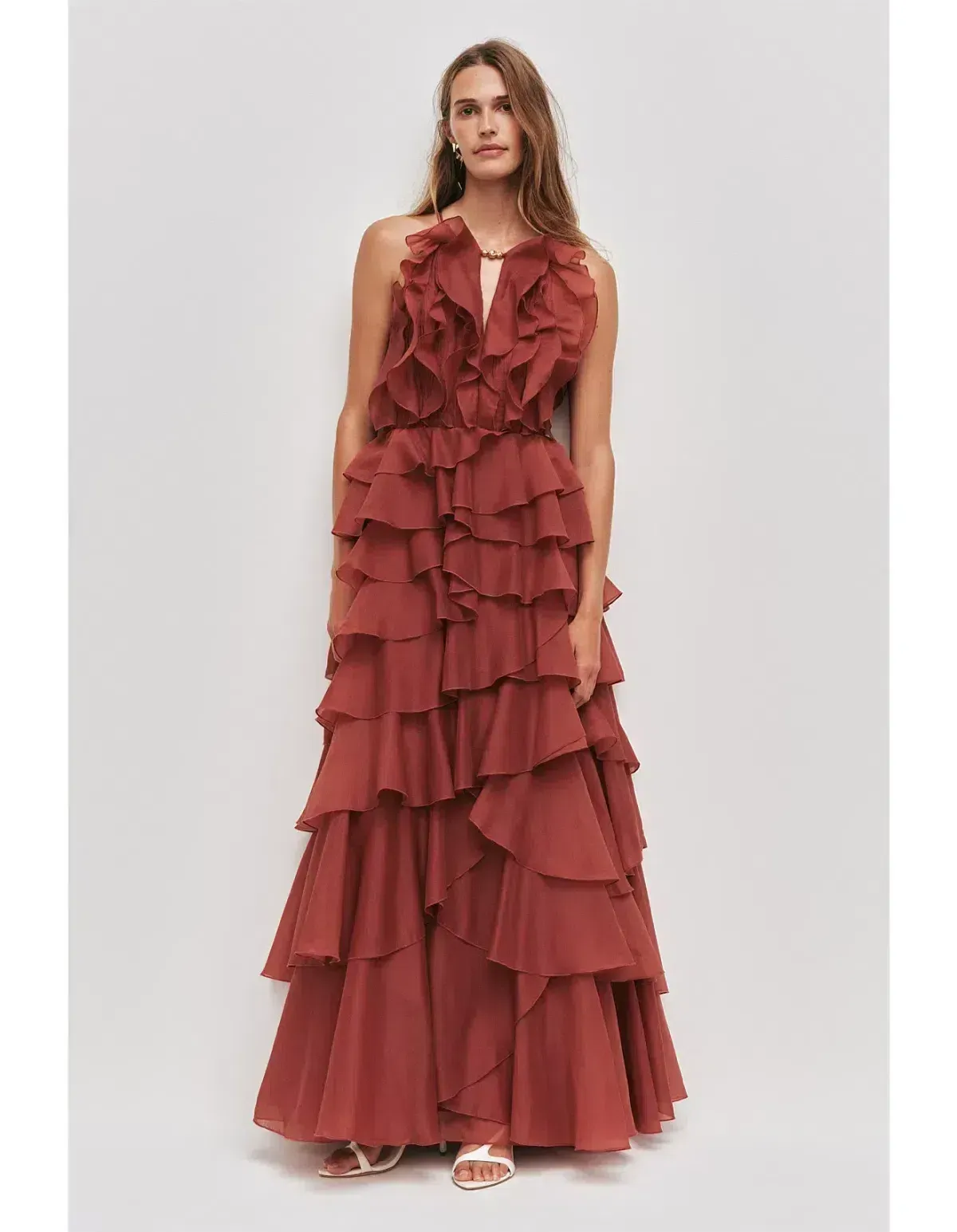 🤎 AJE Cleo Gown in Rust Brown - Size 16 - Ruffle Tiered Maxi Dress 🤎 - Image 3