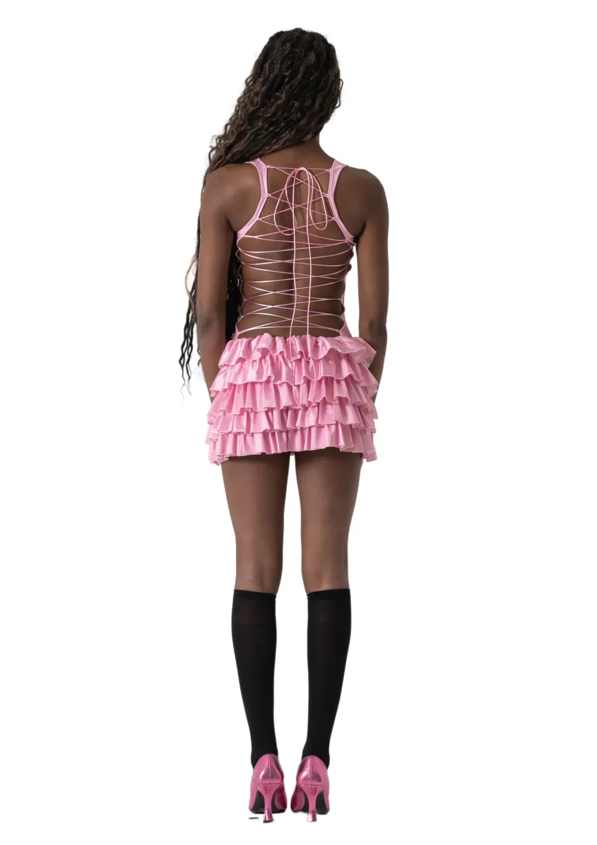 Bye Bambi Madison Lace Up Corset Dress Pink Size 8 Small S - Image 3