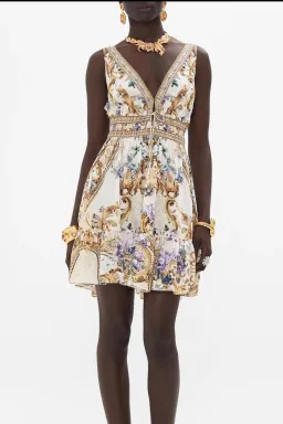 CAMILLA Shirred Waist Detail Mini Dress — Palazzo Play Date Size L  for rent on The Volte - image 1