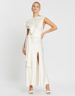Bec & Bridge Piper Asymmetrical Midi Dress Ivory White Size 6 for rent on The Volte - image 3