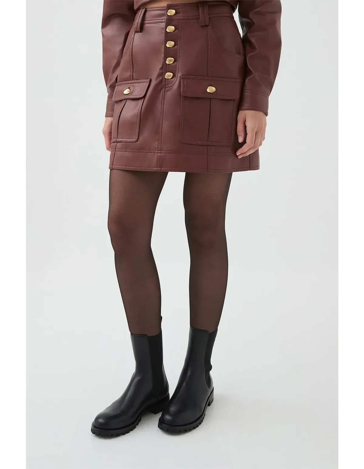 Aje Sarina Mini Skirt Brown Size 8 - Image 3