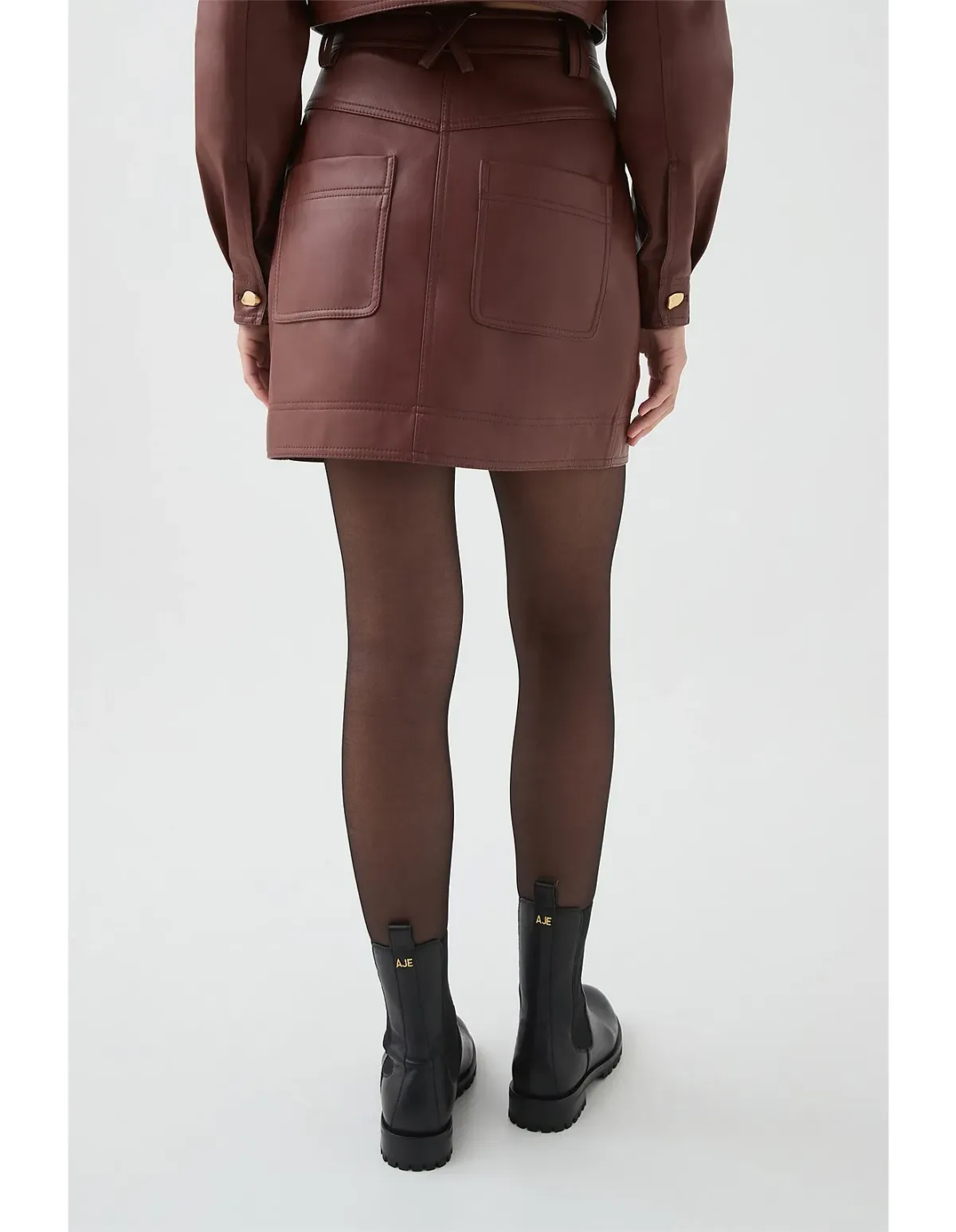 Aje Sarina Mini Skirt Brown Size 8 - Image 4