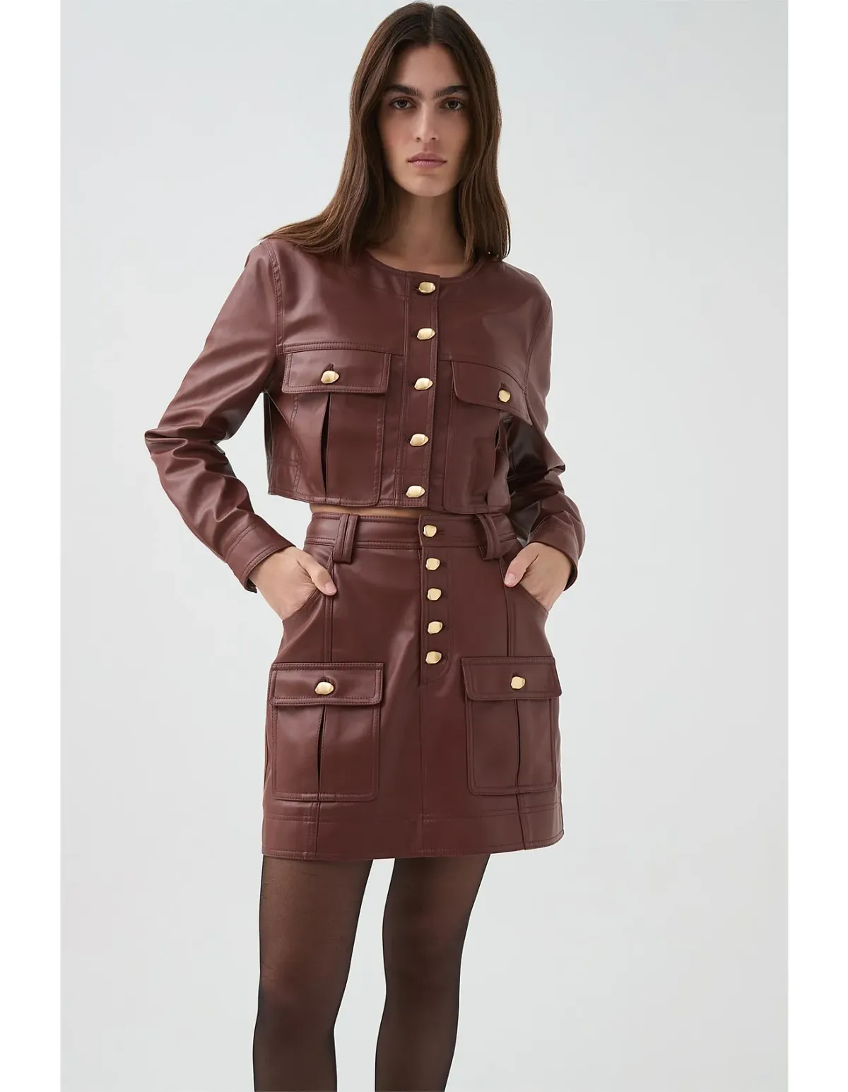 Aje Sarina Mini Skirt Brown Size 8 - Image 2