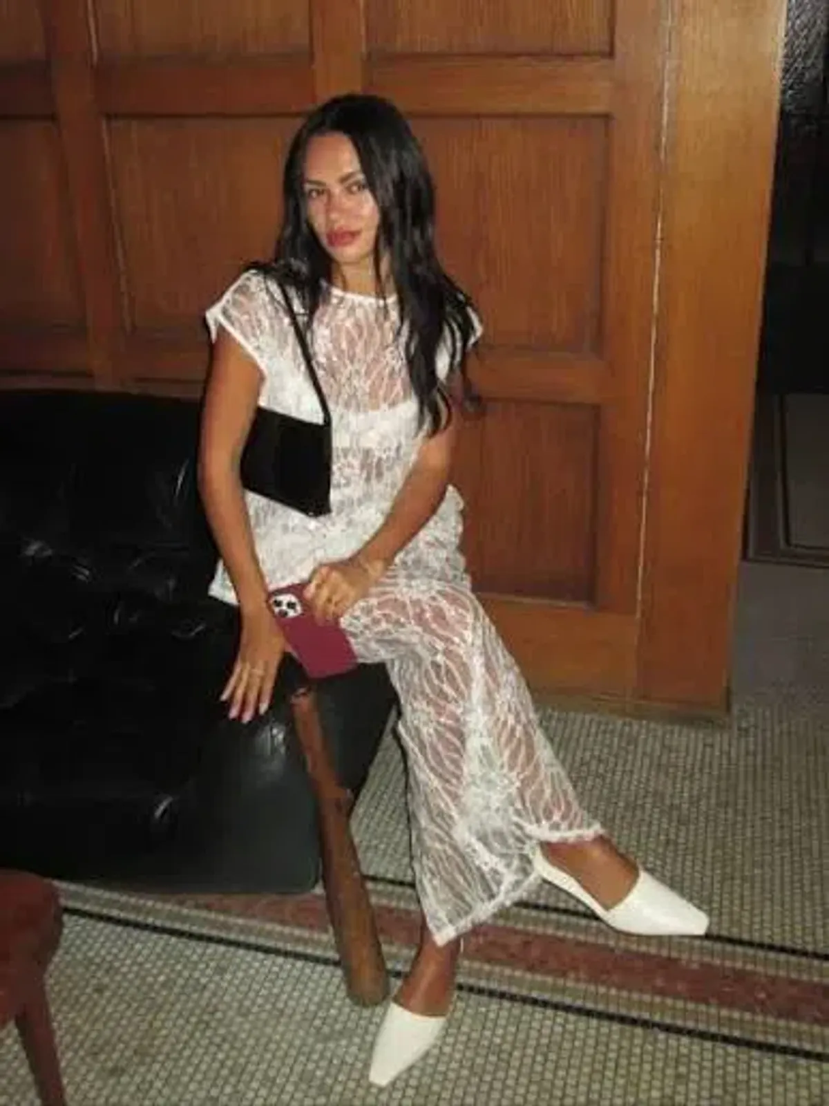 VRG GRL DEVYN SEQUIN MIDI SKIRT WHITE - Image 1