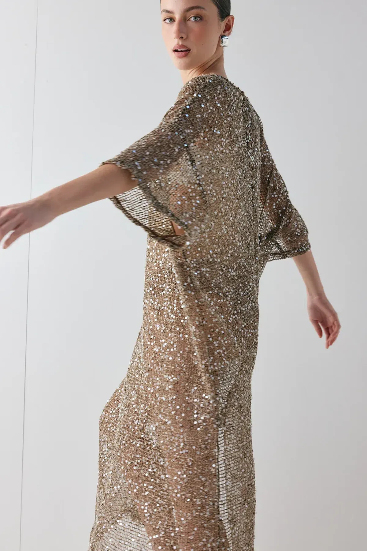 VRG GRL Ivette Sequin Midi Dress – Mocha - Image 4