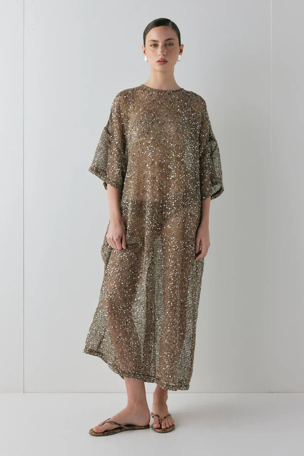 VRG GRL Ivette Sequin Midi Dress – Mocha - Image 3