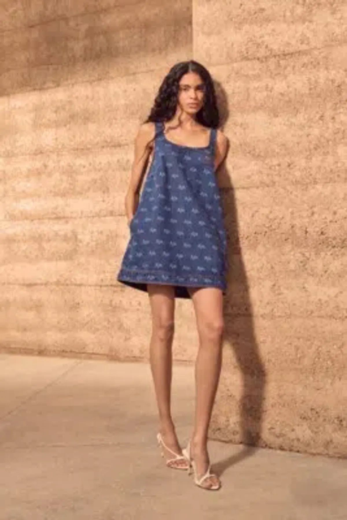 AJE Ratio Logo Denim Mini Dress Size 8  - Image 2