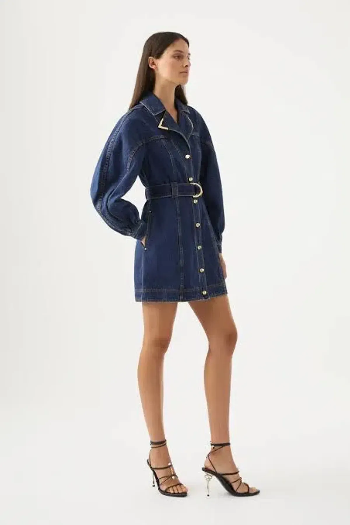 AJE ELENA BELTED DENIM MINI DRESS WASHED INDIGO SIZE 8 - Image 2