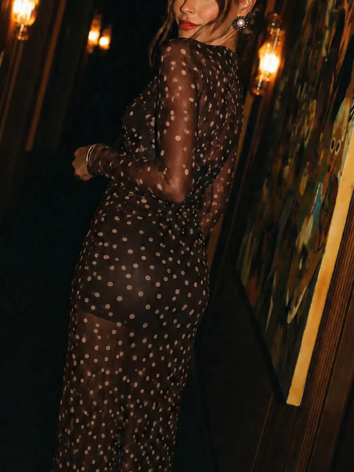 By Nicola Luca Maxi Dress – Chocolate Polka Size 8  - Image 3