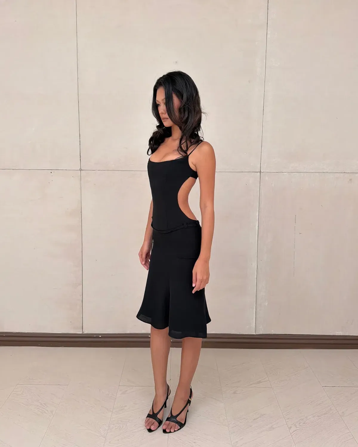Erys Studio Backless Slip Midi Dress Black Size 8 - Image 5