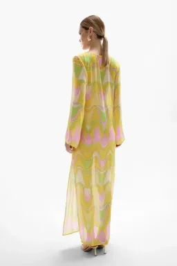 Cin Cin Hotline Seastar Maxi Dress Wavy Gold size 8 (S) for rent on The Volte - image 3