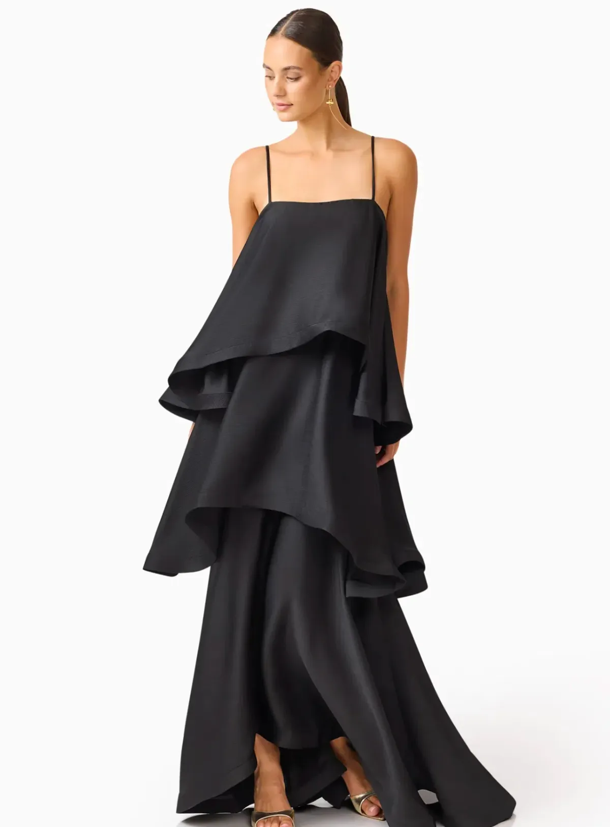 Elliatt Tilly Tiered Maxi Dress in Black sz 12 - Image 2